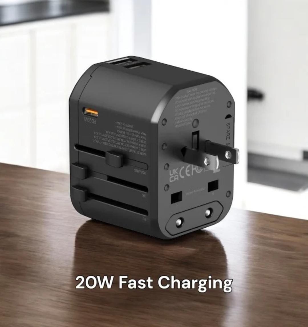 20w Universal International Travel Adaptor With Type C Fast Charger - Image 5