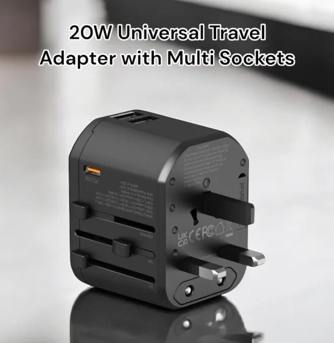 20w Universal International Travel Adaptor With Type C Fast Charger - Image 2