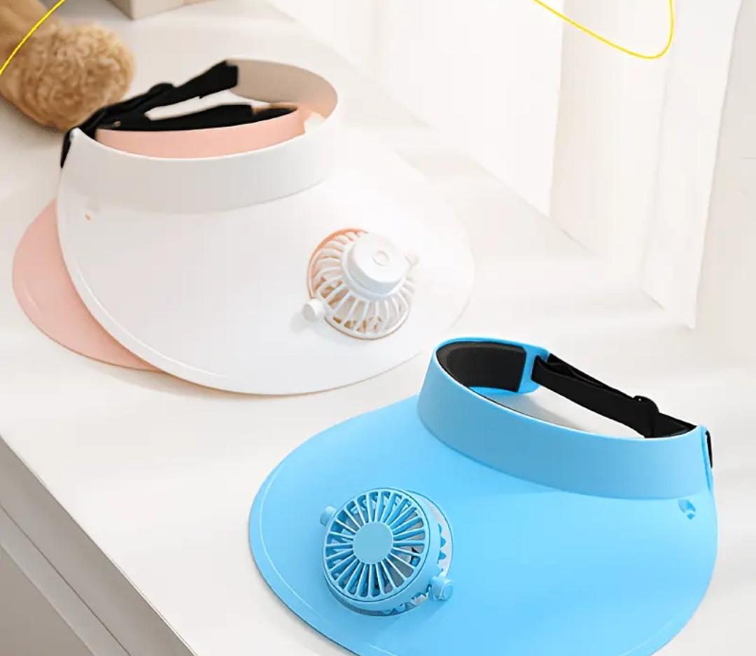 Rechargeable Electric Fan Hat With 3 Speed button & Adjustable position. - Image 2