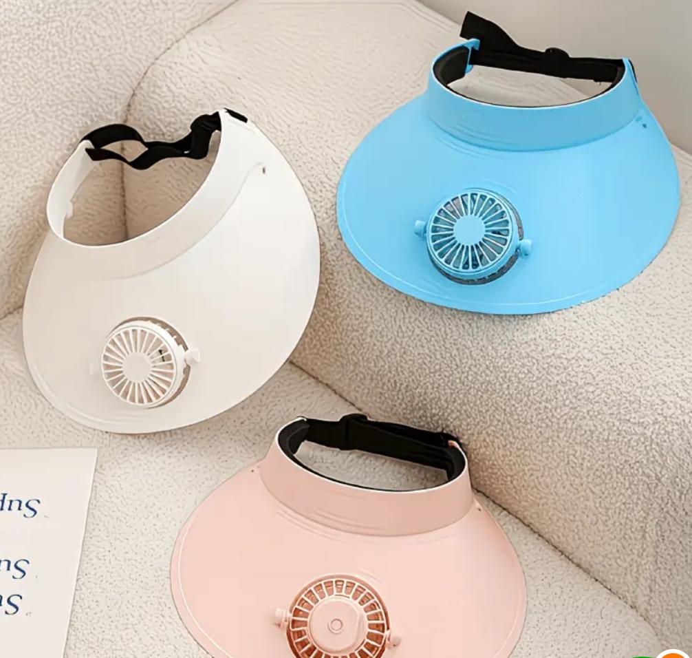 Rechargeable Electric Fan Hat With 3 Speed button & Adjustable position. - Image 3
