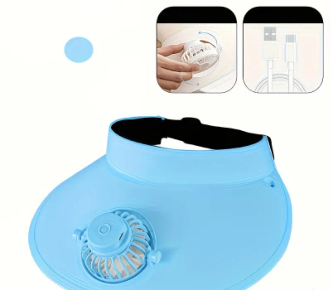 Rechargeable Electric Fan Hat With 3 Speed button & Adjustable position. - Image 5